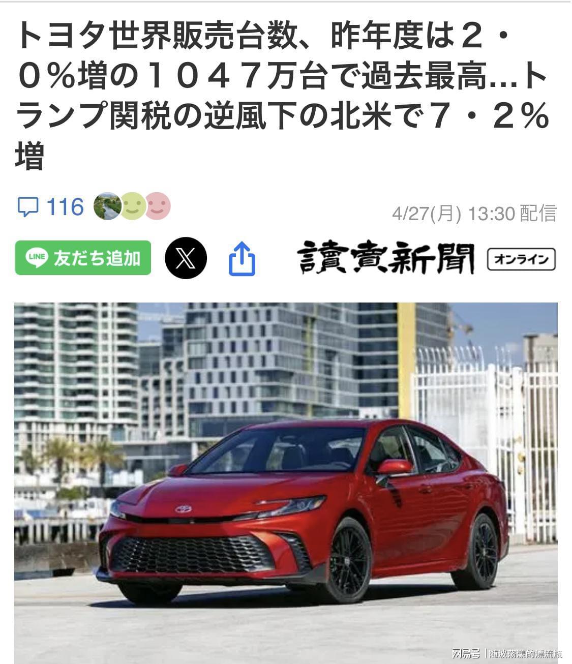 开云体育下载-日媒：丰田去年全球销量为1128万辆，再创历史新高